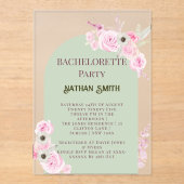 Mint Green Floral Arch Summer Junggeselinnen-Absch Acryleinladungen (Vorderseite)