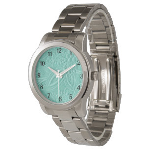 Mint Green Floral Armbanduhr