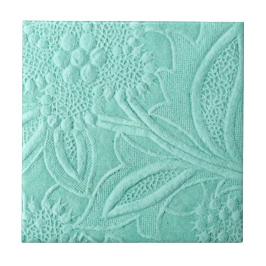 Mint Green Floral Fliese (Vorderseite)