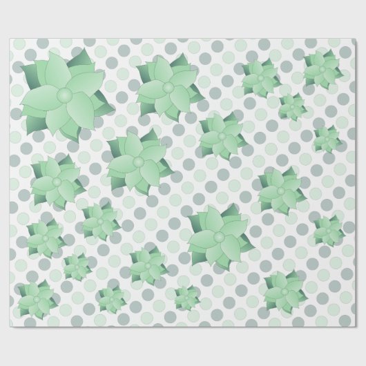 Mint Green Floral Geschenkpapier (Flach)