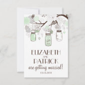 Mint Green Floral Mason Jars Wedding RSVP Card (Rückseite)