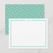 Mint Green Floral Monogram Note Cards Mitteilungskarte (Vorne/Hinten)