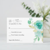 Mint Green Floral no Meal UAWG 2 RSVP Karte (Stehend Vorderseite)