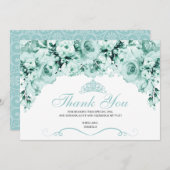 Mint Green Floral Quinceanera Vielen Dank Dankeskarte (Vorne/Hinten)