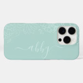 Mint Green Floral Script iPhone / iPad Fall Case-Mate iPhone Hülle (Rückseite (Horizontal))