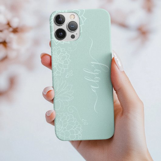 Mint Green Floral Script iPhone / iPad Fall Case-Mate iPhone Hülle