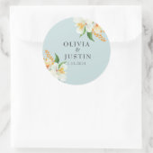 Mint green floral Spring flowers Wedding Favor Runder Aufkleber (Tasche)