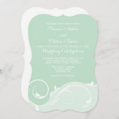Mint Green Floral Swirl Bracket Wedding Invitesi Einladung (Vorne/Hinten)