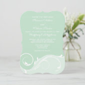 Mint Green Floral Swirl Bracket Wedding Invitesi Einladung (Stehend Vorderseite)