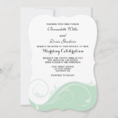 Mint Green Floral Swirl Bracket Wedites Einladung (Vorderseite)