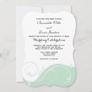 Mint Green Floral Swirl Bracket Wedites Einladung