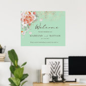 Mint Green & Floral Wedding Welcome Poster (Heimbüro)