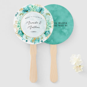 Mint Green Florals Gold Foliage Hochzeit Vielen Da Fächer