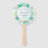 Mint Green Florals Gold Foliage Hochzeit Vielen Da Fächer (Vorderseite)