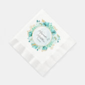 Mint Green Florals und Gold Foliage Wedding Serviette (Ecke)