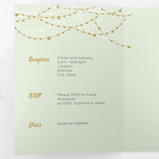 Mint Green Foto Quinceanera Dreifach Gefaltete Einladung (Innen Erste Seite)