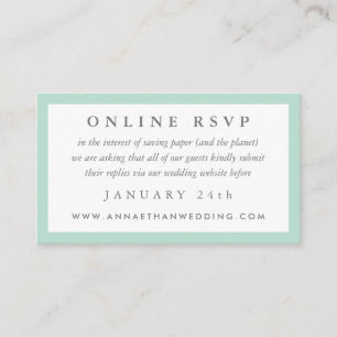 Mint Green Frame Wedding Online RSVP Card Begleitkarte