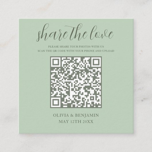 Mint Green | Freigabe der Liebe QR Code Begleitkarte (Vorderseite)