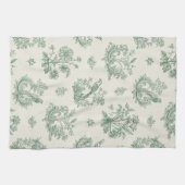 Mint Green French Country Birds and Floral Toile 4 Geschirrtuch (Horizontal)