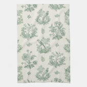 Mint Green French Country Birds and Floral Toile 4 Geschirrtuch (Vertikal)