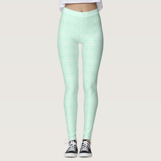 Mint Green Funky GeoMetric Leggings (Vorderseite)