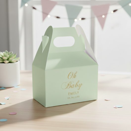 Mint Green Gable Favor Box Personalized for Baby  Geschenkschachtel