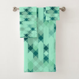 mint green geometric badhandtuch set