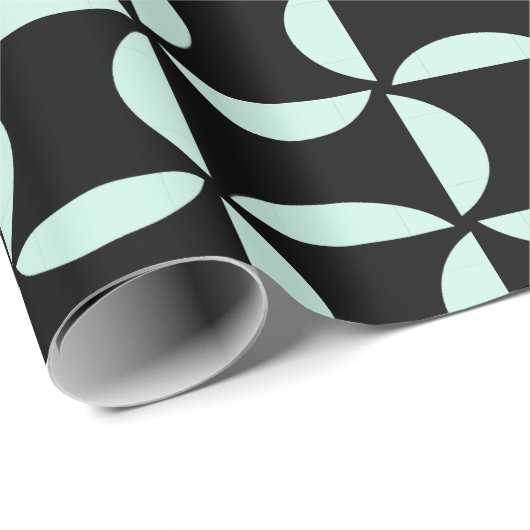 Mint Green Geometric Halbkreis Muster Geschenkpapier (Rolleneckpunkt)