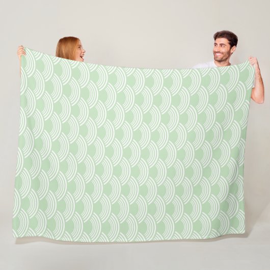 Mint Green Geometric Wave Muster Seigaiha Fleecedecke (Beispiel)