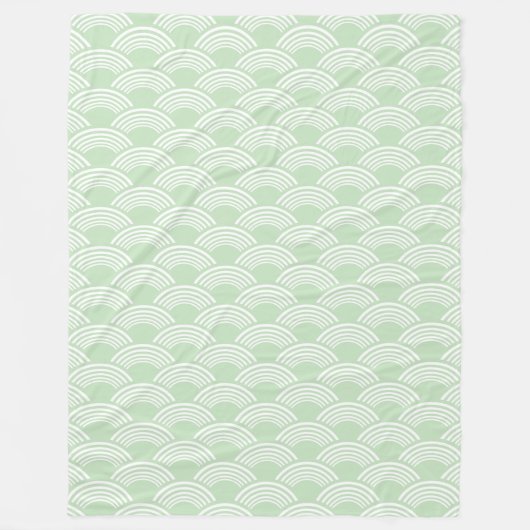 Mint Green Geometric Wave Muster Seigaiha Fleecedecke (Vorderseite)