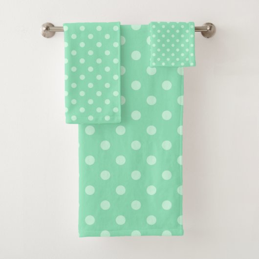 Mint Green gepunktete rustikale Elegant Trendy Tem Badhandtuch Set (Insitu)