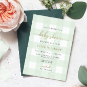 Mint Green Gingham Baby Shower Foil Einladung