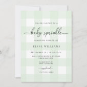Mint Green Gingham Baby Sprinkle Einladung (Vorderseite)