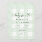 Mint Green Gingham Baby Sprinkle Einladung (Vorne/Hinten)