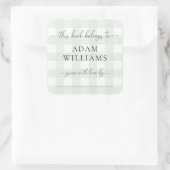 Mint Green Gingham Buchzeichen Sticker (Tasche)