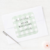 Mint Green Gingham Buchzeichen Sticker (Umschlag)
