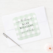 Mint Green Gingham Buchzeichen Sticker (Umschlag)