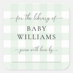 Mint Green Gingham Buchzeichen Sticker