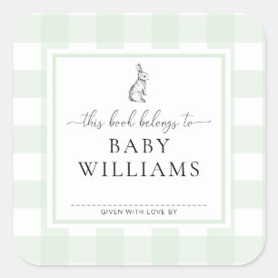 Mint Green Gingham Bunny Buchzeichen Sticker