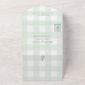 Mint Green Gingham Bunny Rabbit Baby Shower All In One Einladung (Außenbereich)