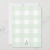 Mint Green Gingham Bunny Rabbit Baby Sprinkle Einladung (Rückseite)
