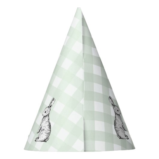 MInt Green Gingham Bunny Rabbit Partyhütchen (Rückseite)