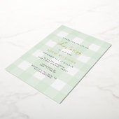 Mint Green Gingham Christening Foil Einladung (Gedreht)
