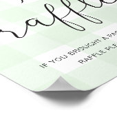 Mint Green Gingham Diaper Raffle Poster (Ecke)