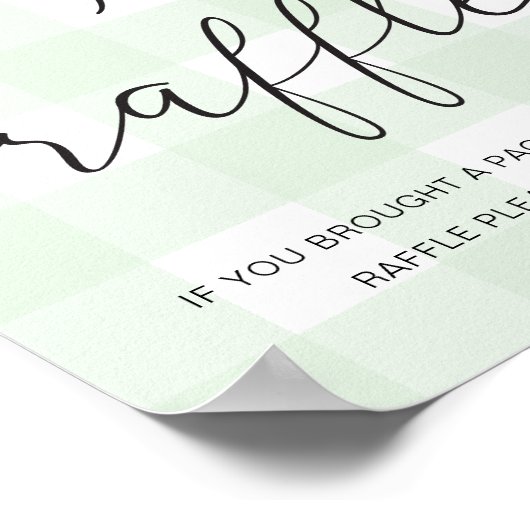 Mint Green Gingham Diaper Raffle Poster (Ecke)