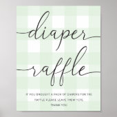 Mint Green Gingham Diaper Raffle Poster (Vorne)