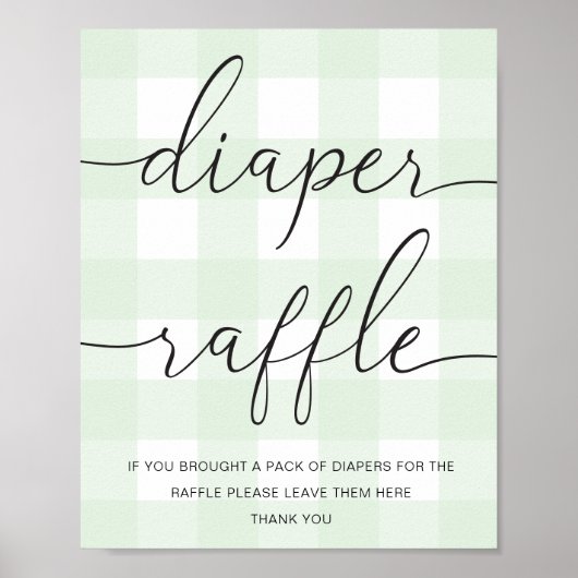 Mint Green Gingham Diaper Raffle Poster (Vorne)