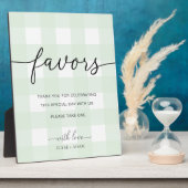 Mint Green Gingham Favors Sign Fotoplatte (Seite)