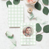 Mint Green Gingham Foto Birthday Einladung