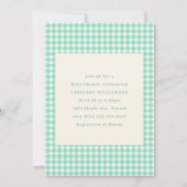 Mint Green Gingham Karierte Niedliche Summer Baby  Einladung (Vorderseite)